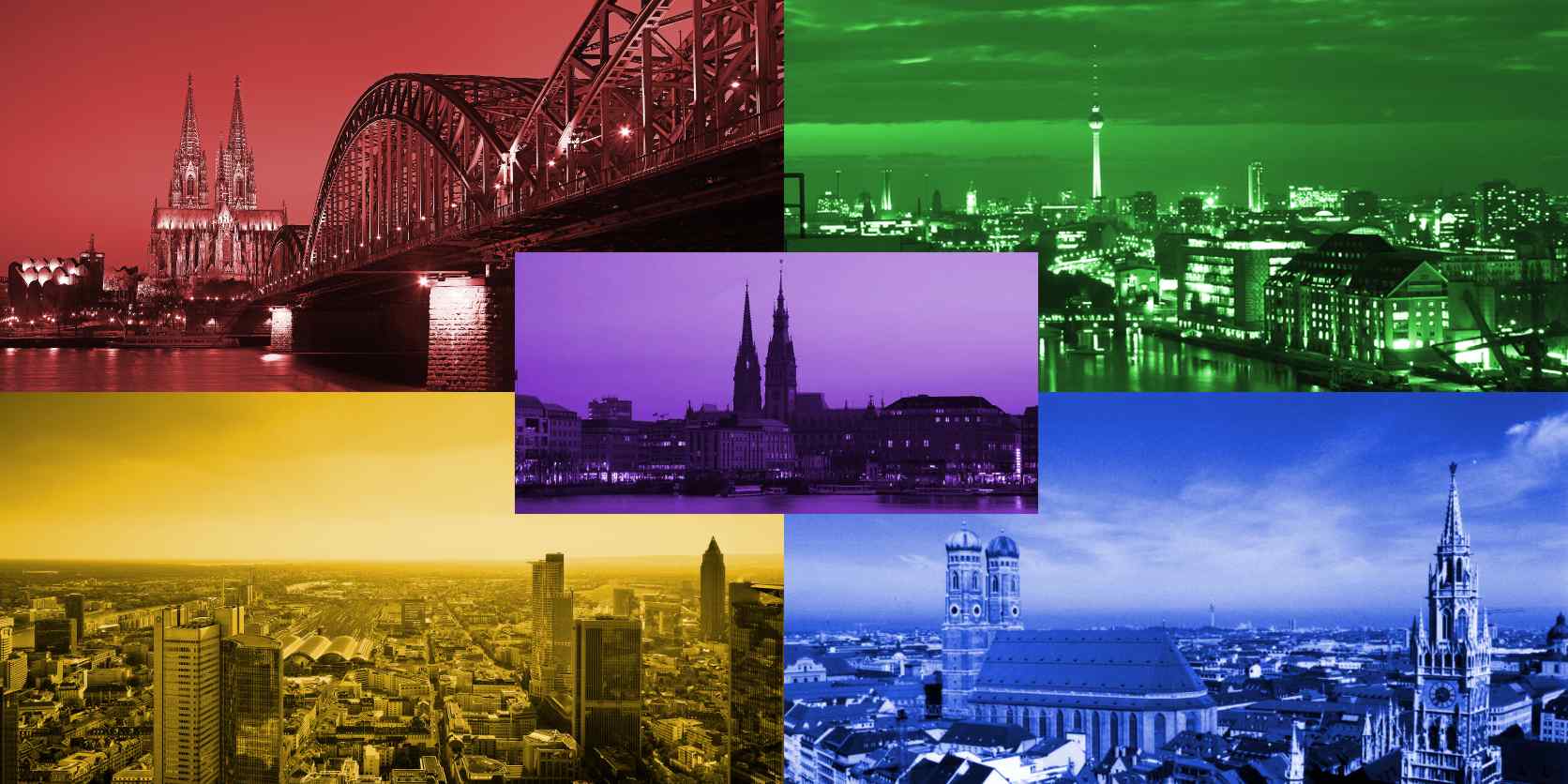 Bunte Ansichten Deutscher Städte: Hamburg, Köln, Berlin, Frankfurt, München
