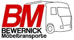 Logo: Schriftzug BM Bewernick Moebeltransporte, stilisierter LKW